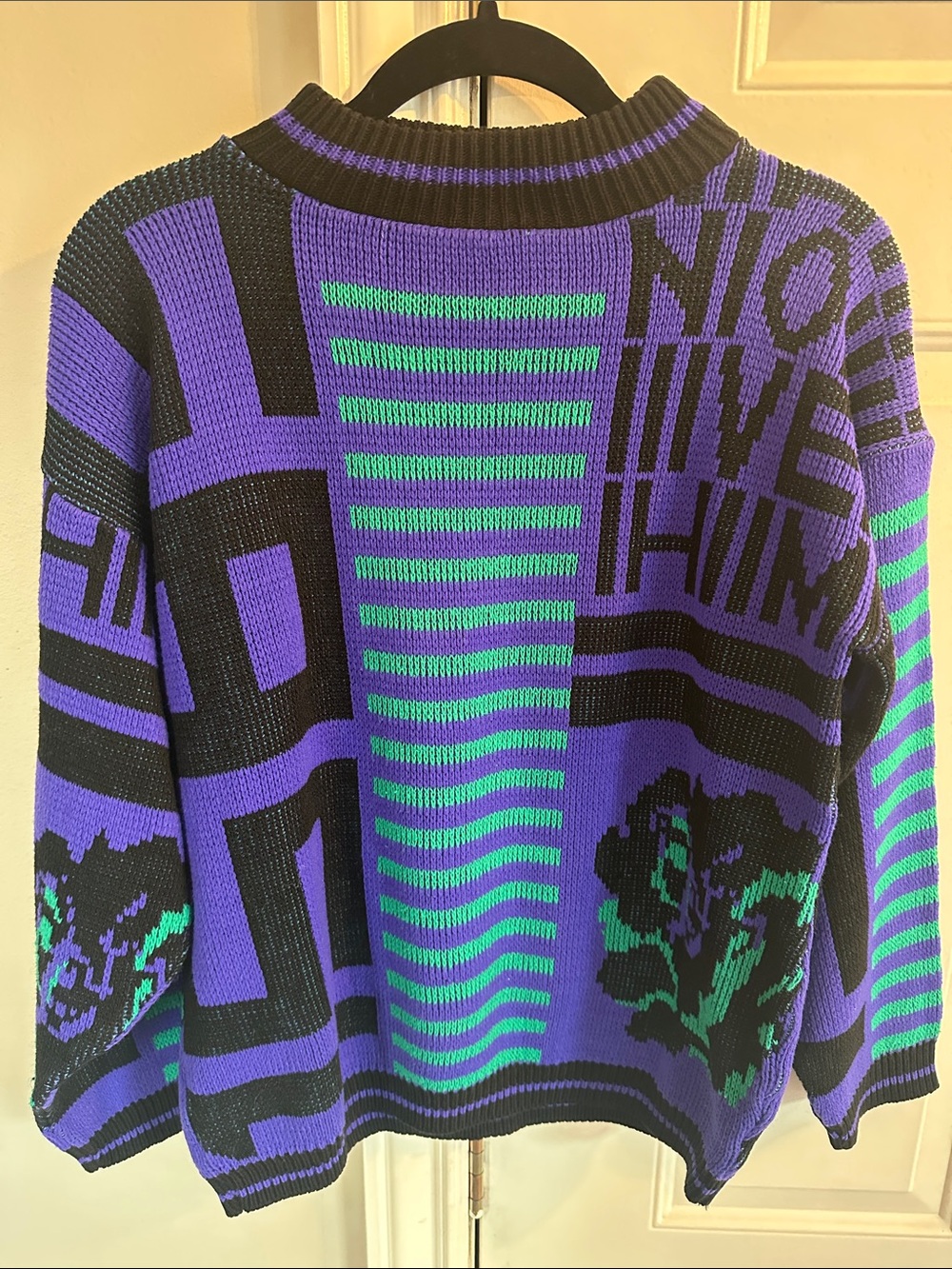 Men's Crewneck Sweater in Purple, Teal & Black — Graphic Knit